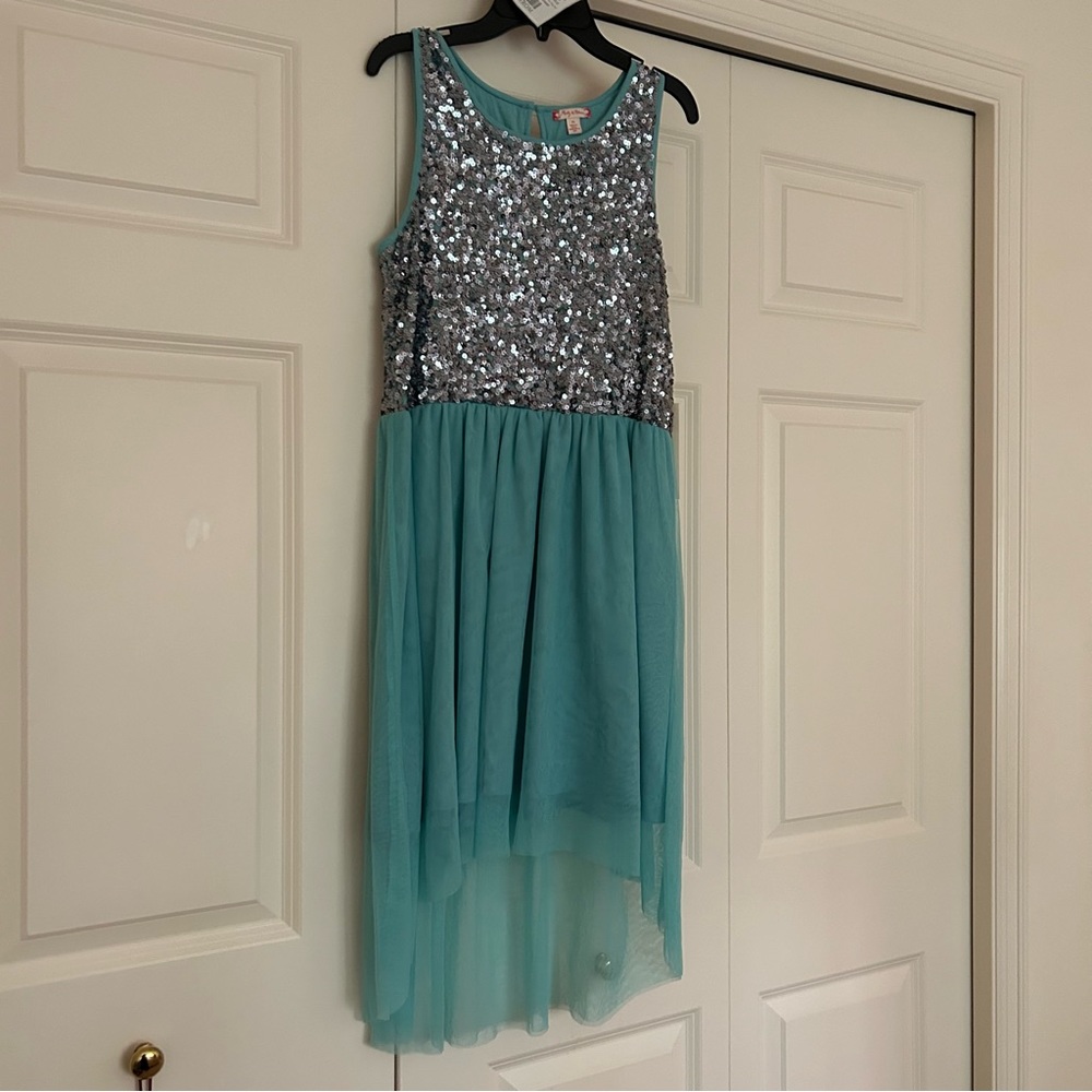 Sequin silver and turquoise dress